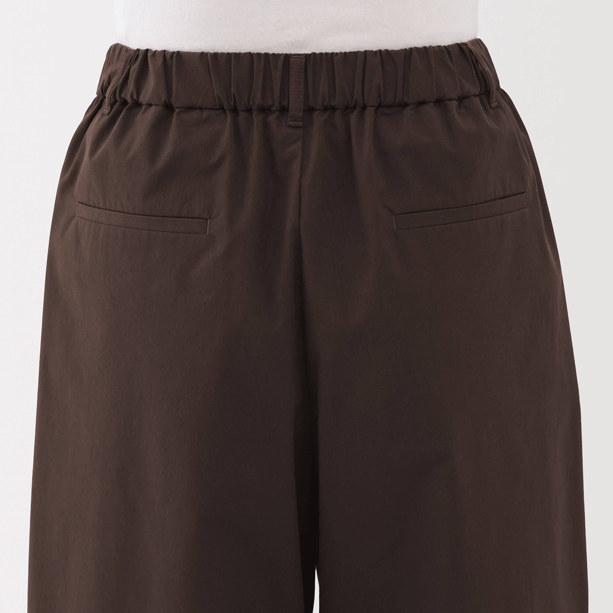 婦人　乾きやすい　ブロードワイドテーパードパンツ