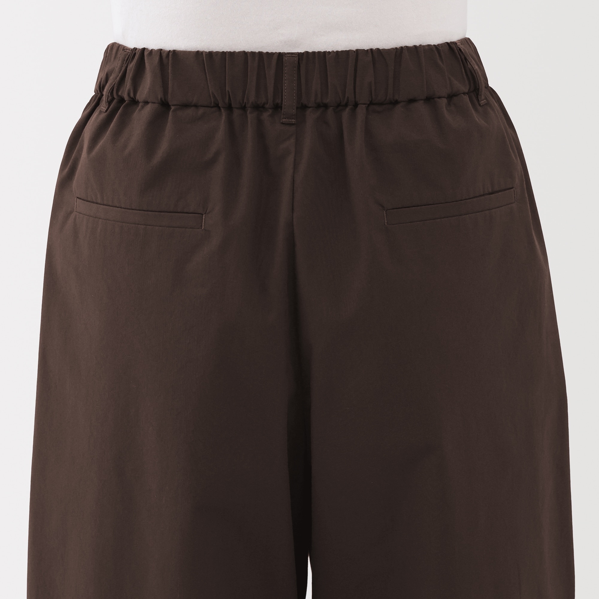 婦人　乾きやすい　ブロードワイドテーパードパンツ