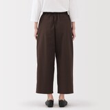 婦人　乾きやすい　ブロードワイドテーパードパンツ