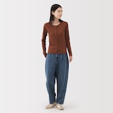 婦人　木の実から作ったカポック混　デニムバレルパンツ