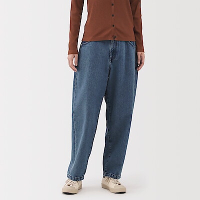 婦人　木の実から作ったカポック混　デニムバレルパンツ