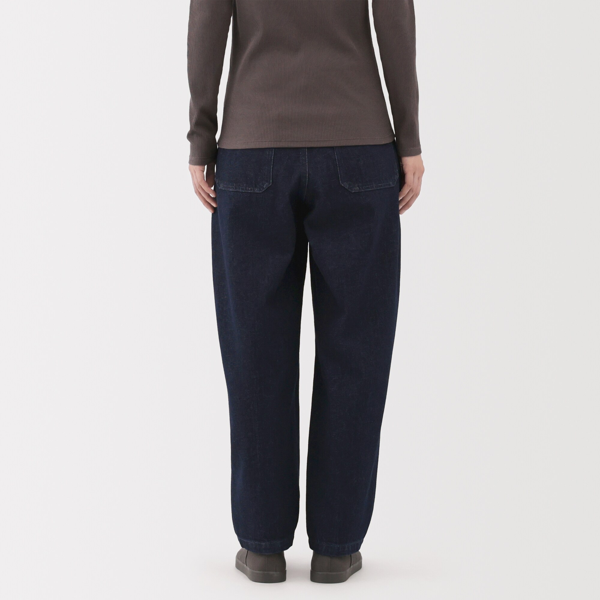 婦人　木の実から作ったカポック混　デニムバレルパンツ