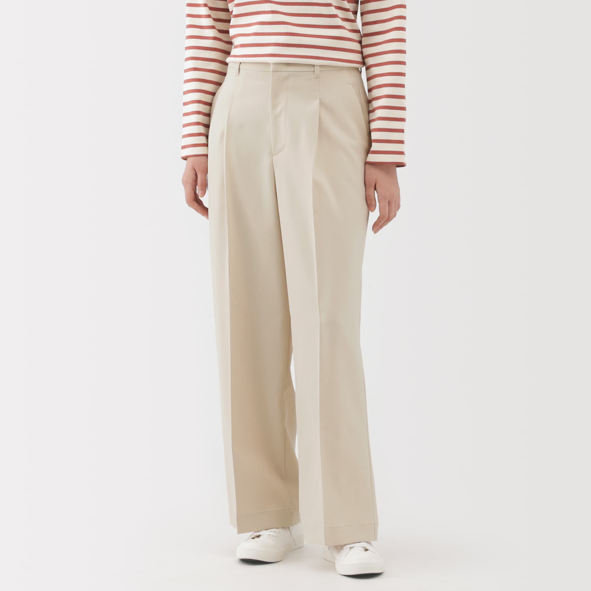 婦人 撥水ストレッチ タックストレートパンツ | 無印良品