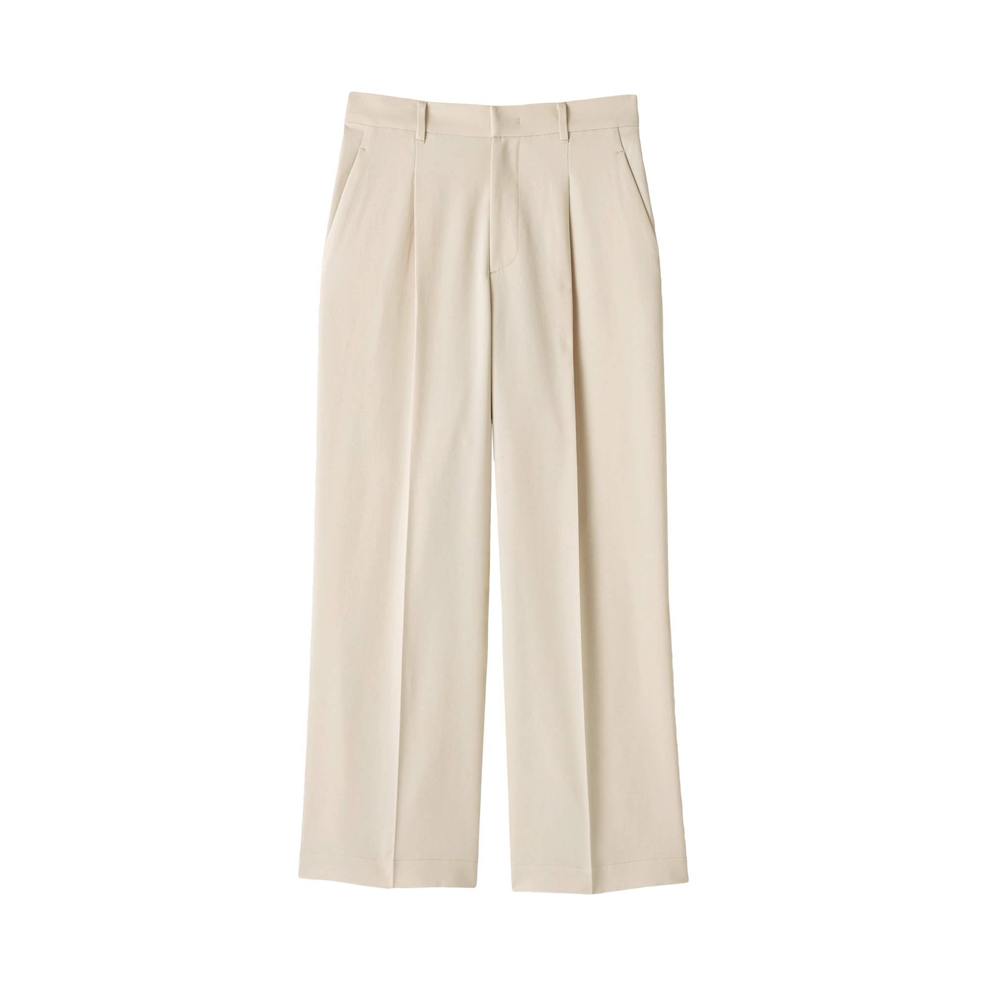 婦人　撥水ストレッチ　タックストレートパンツ