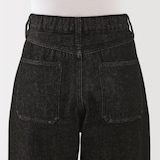 婦人　木の実から作ったカポック混　デニムバレルパンツ　黒