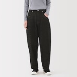 婦人　木の実から作ったカポック混　デニムバレルパンツ　黒