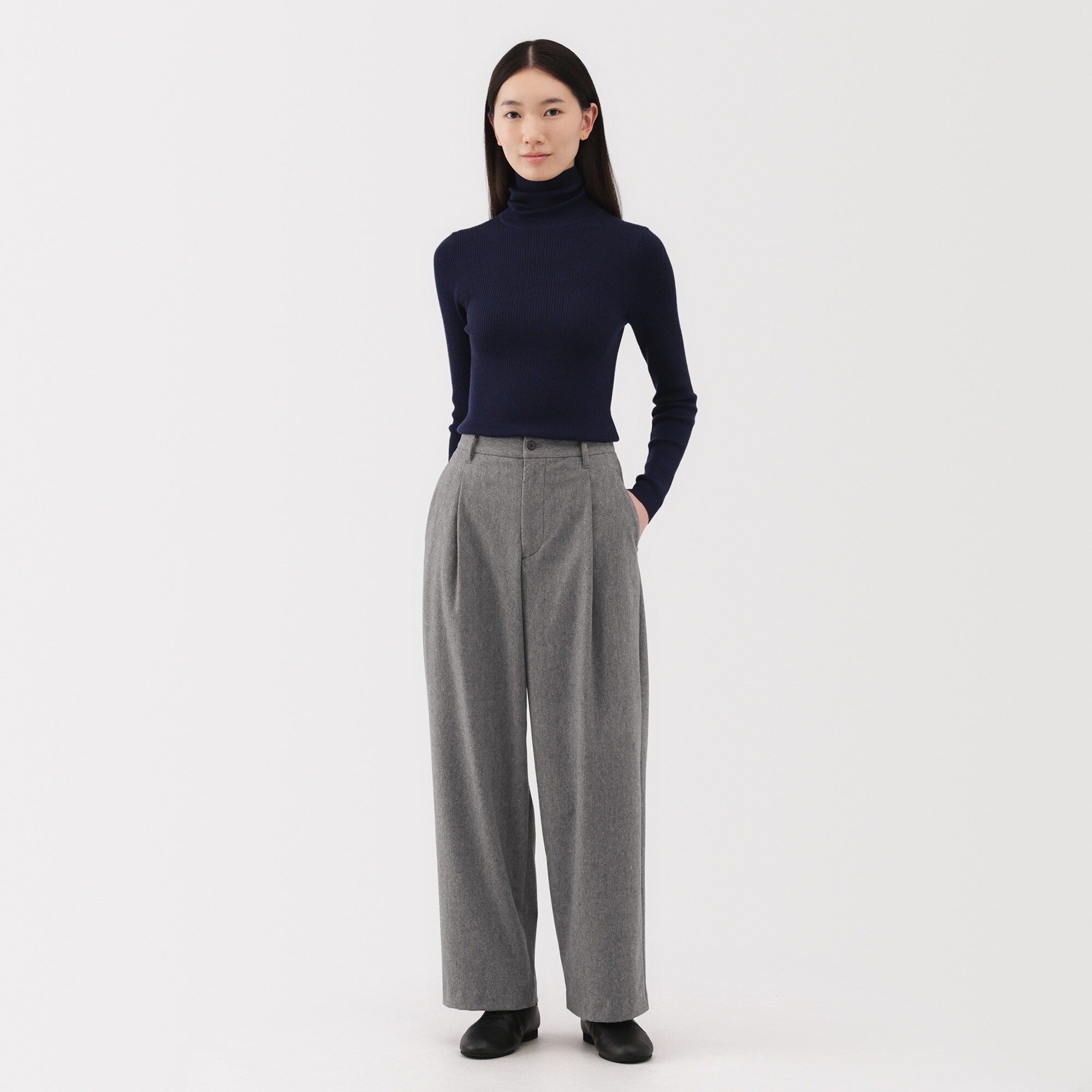 婦人　縦横ストレッチ起毛　タックワイドパンツ（Ｗｅｓｔｅｒｎ）