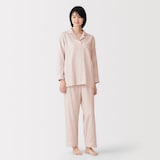 婦人　脇に縫い目のない　二重ガーゼ長袖パジャマ