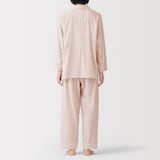 婦人　脇に縫い目のない　二重ガーゼ長袖パジャマ