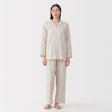 婦人　脇に縫い目のない　二重ガーゼ長袖パジャマ