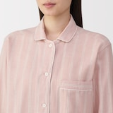 婦人　脇に縫い目のない　二重ガーゼ長袖パジャマ