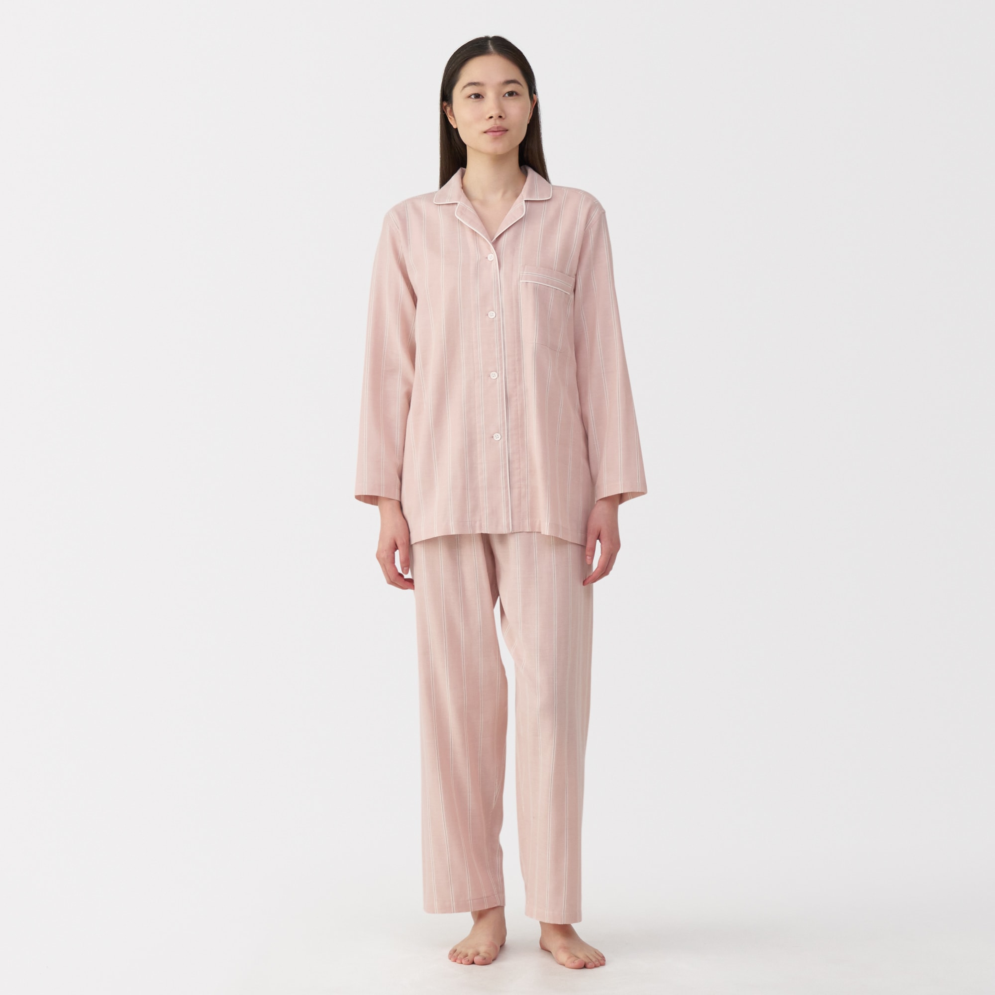 無印良品／大きいサイズXL／婦人　ふんわりしぼガーゼパジャマピンクとで2点 無印良品／大きいサイズXL／婦人 ふんわりしぼガーゼパジャマ