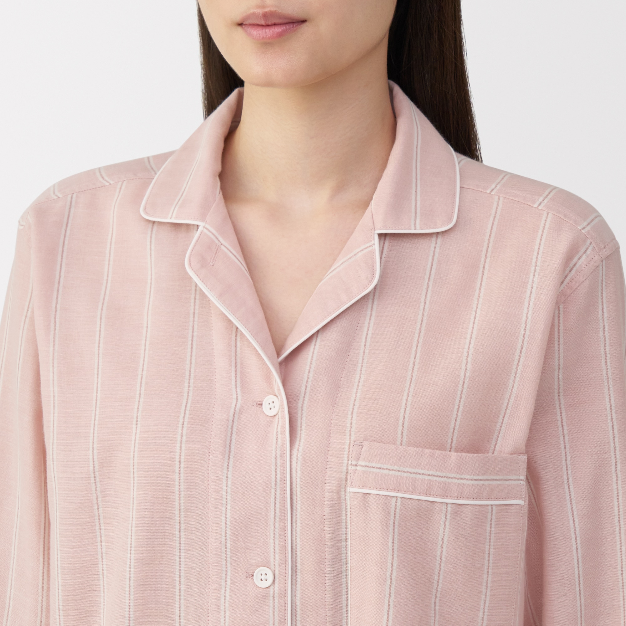 婦人 脇に縫い目のない 二重ガーゼ長袖パジャマ | 無印良品