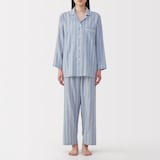 婦人　脇に縫い目のない　二重ガーゼ長袖パジャマ