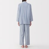 婦人　脇に縫い目のない　二重ガーゼ長袖パジャマ