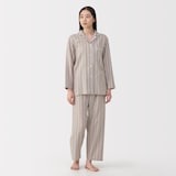 婦人　脇に縫い目のない　二重ガーゼ長袖パジャマ