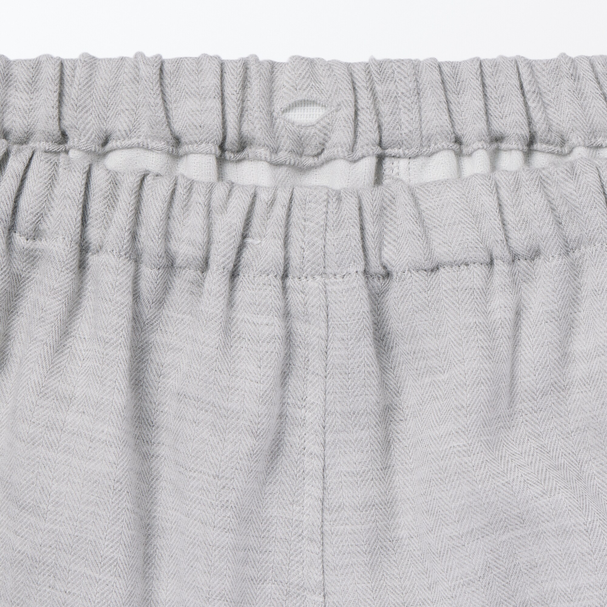 婦人　ヘリンボーンガーゼ　スタンドカラー八分袖パジャマ