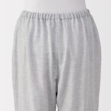 婦人　ヘリンボーンガーゼ　スタンドカラー八分袖パジャマ