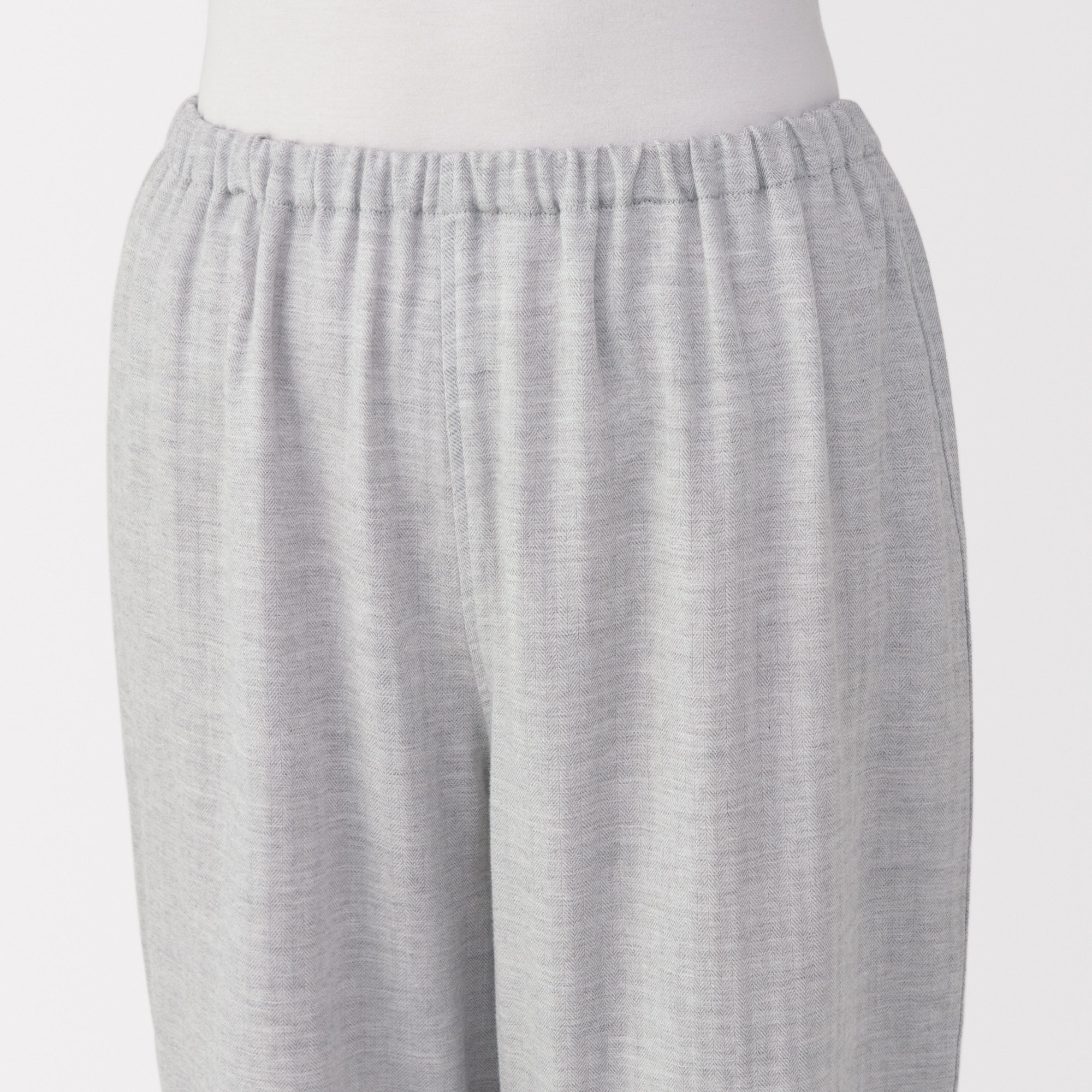 婦人　ヘリンボーンガーゼ　スタンドカラー八分袖パジャマ