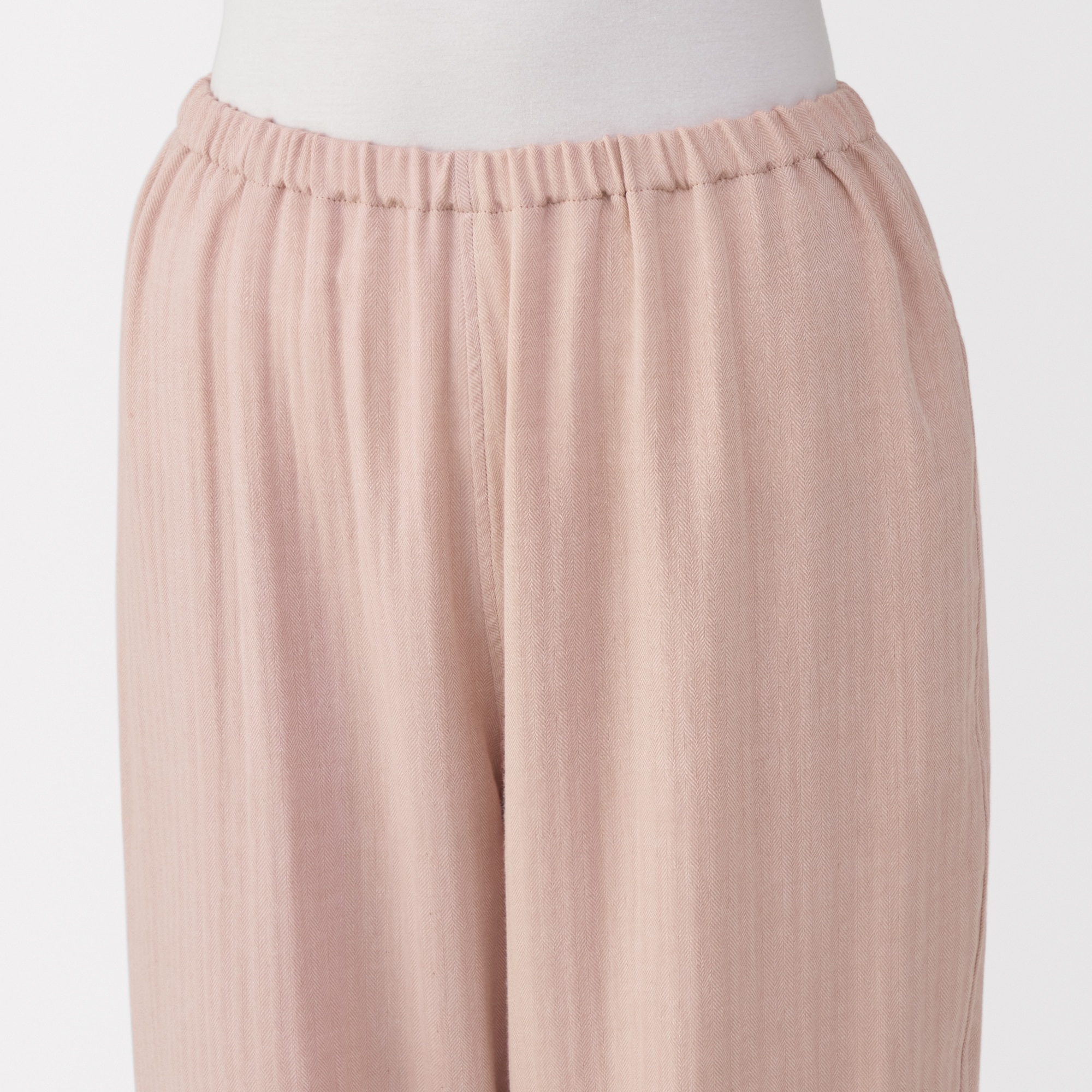 婦人　ヘリンボーンガーゼ　スタンドカラー八分袖パジャマ