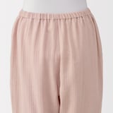 婦人　ヘリンボーンガーゼ　スタンドカラー八分袖パジャマ