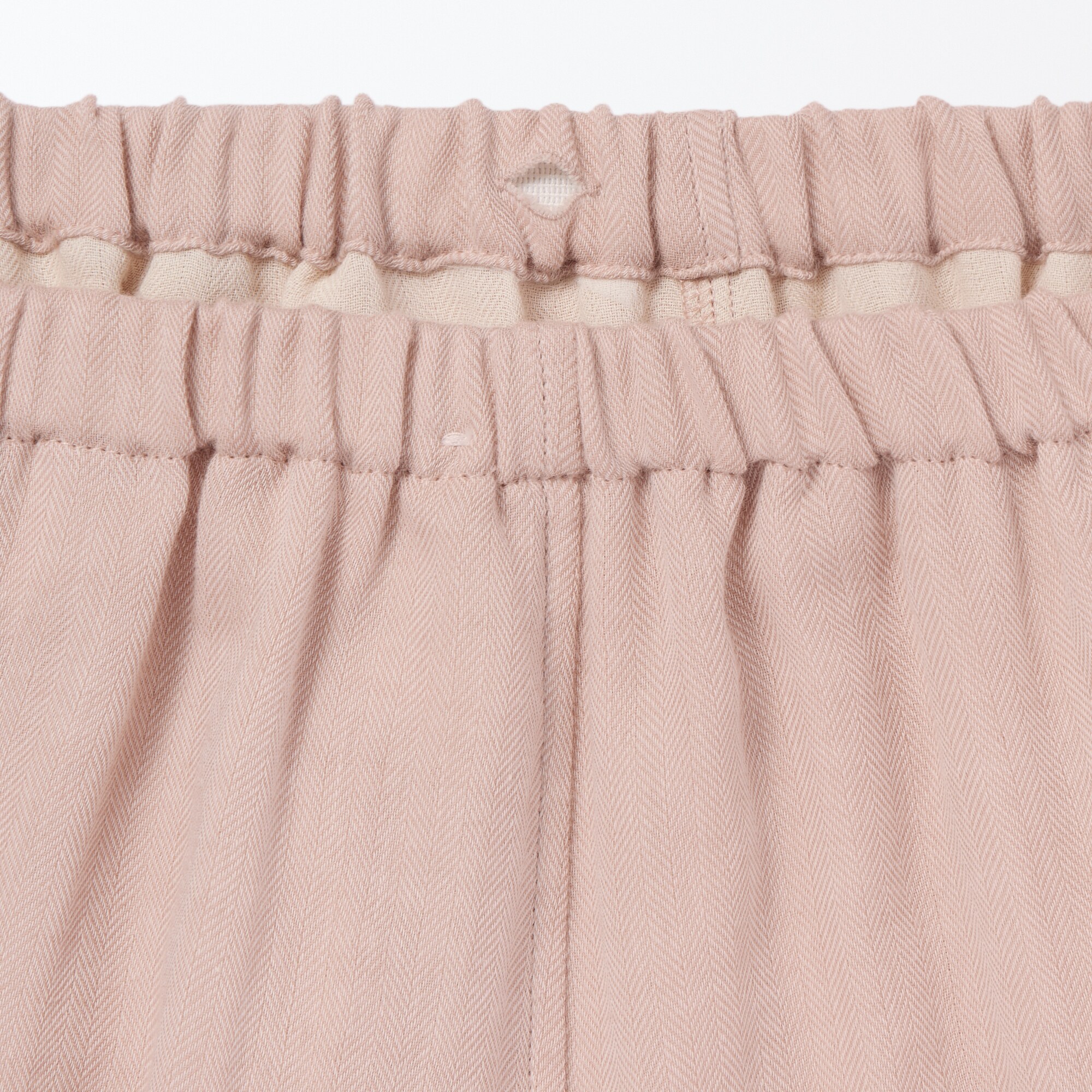 婦人　ヘリンボーンガーゼ　スタンドカラー八分袖パジャマ