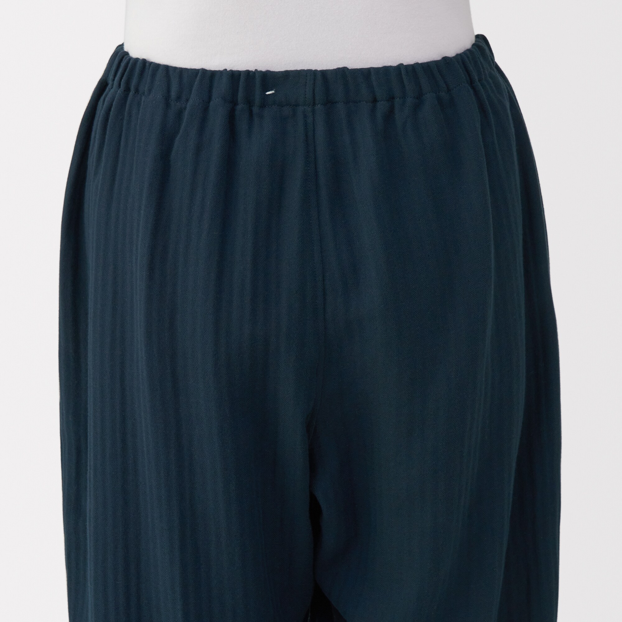 婦人　ヘリンボーンガーゼ　スタンドカラー八分袖パジャマ