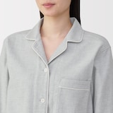 婦人　脇に縫い目のない　フランネル長袖パジャマ