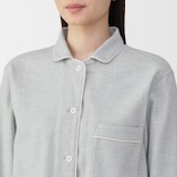 婦人　脇に縫い目のない　フランネル長袖パジャマ