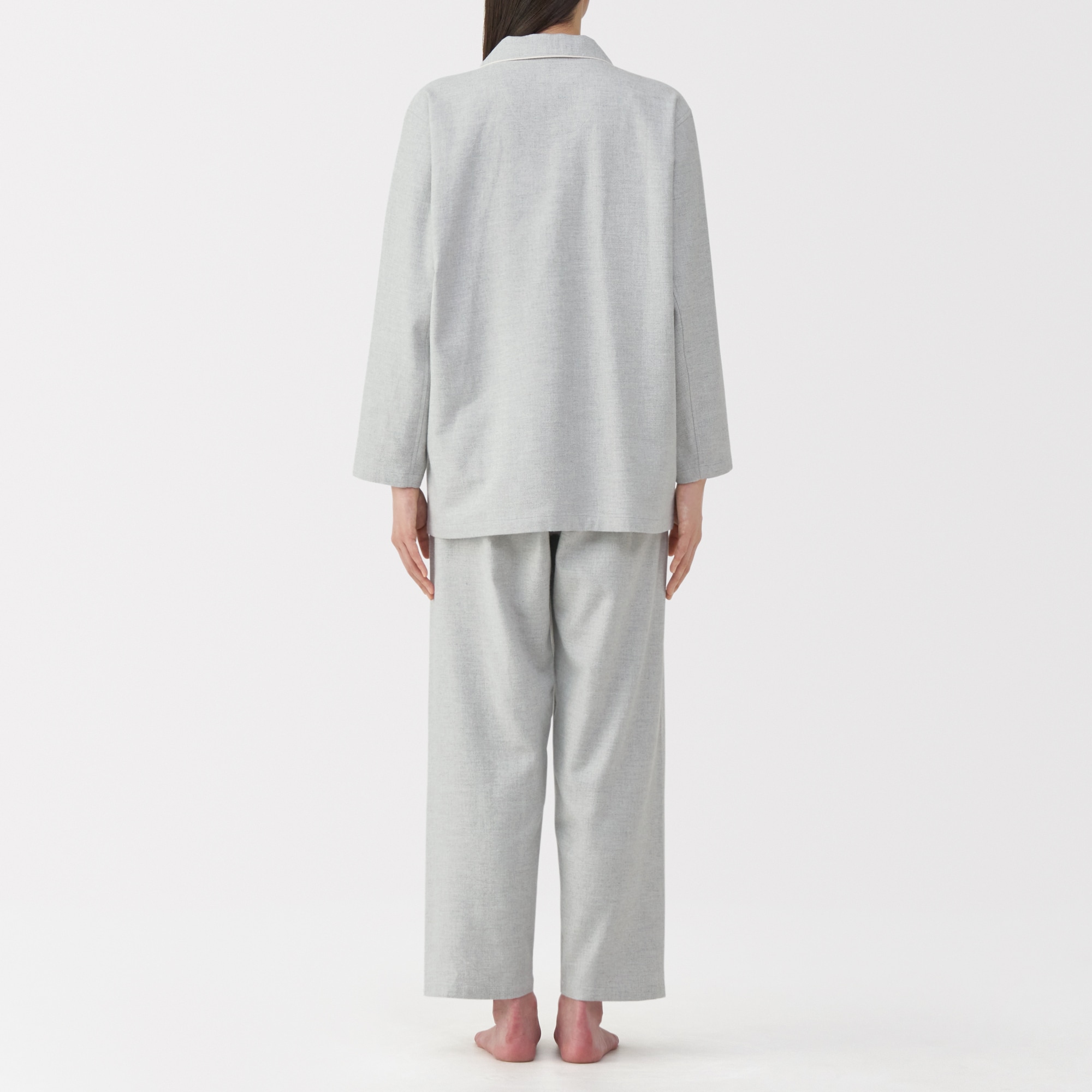 婦人　脇に縫い目のない　フランネル長袖パジャマ