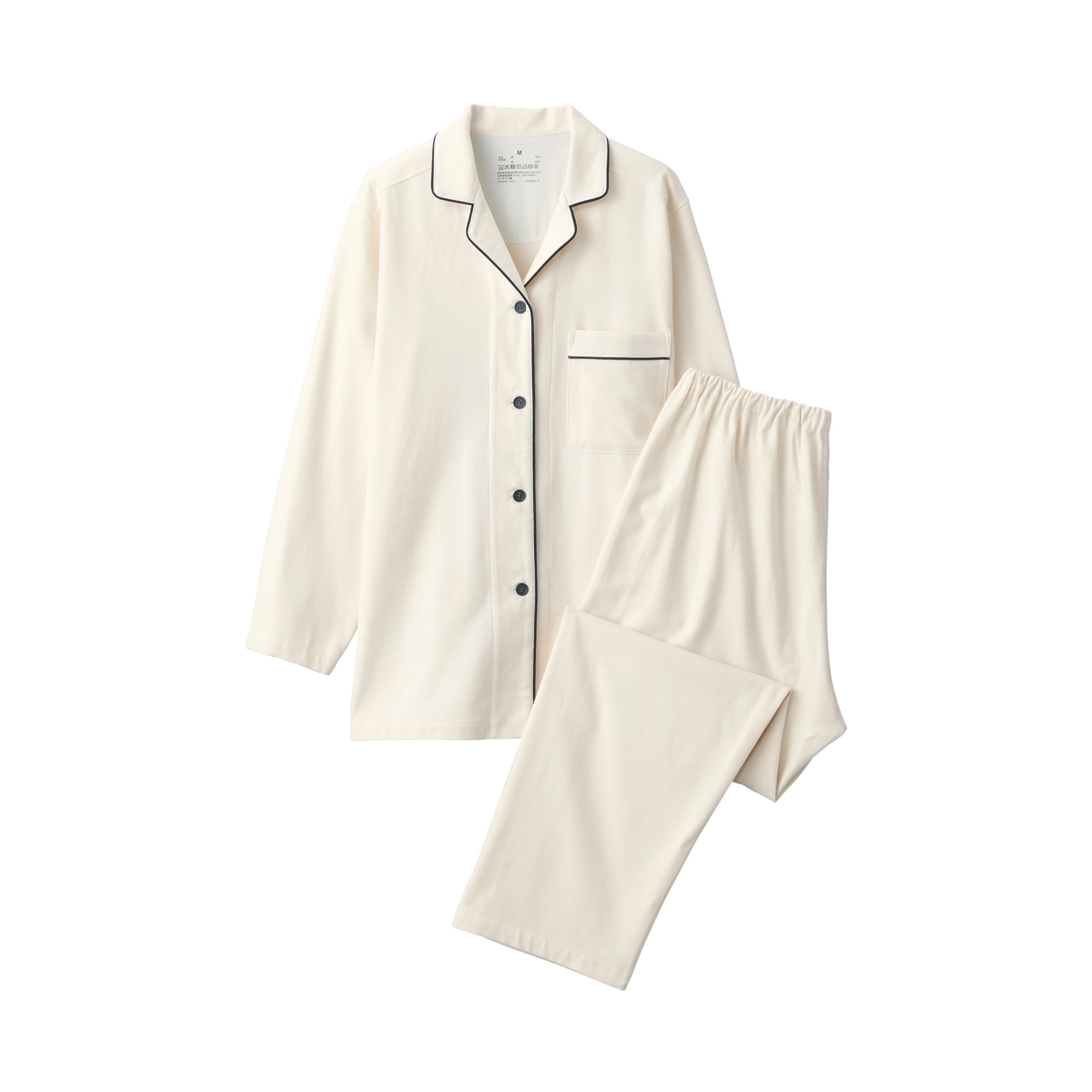 婦人　脇に縫い目のない　フランネル長袖パジャマ