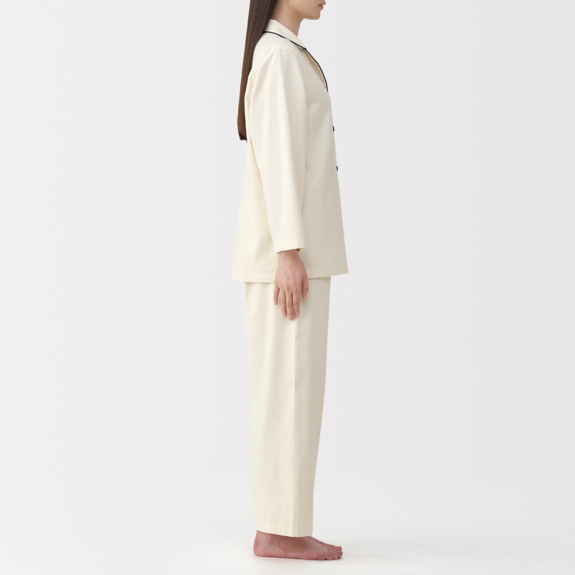 婦人 脇に縫い目のない フランネル長袖パジャマ | 無印良品