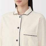 婦人　脇に縫い目のない　フランネル長袖パジャマ