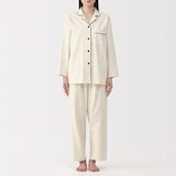 婦人　脇に縫い目のない　フランネル長袖パジャマ