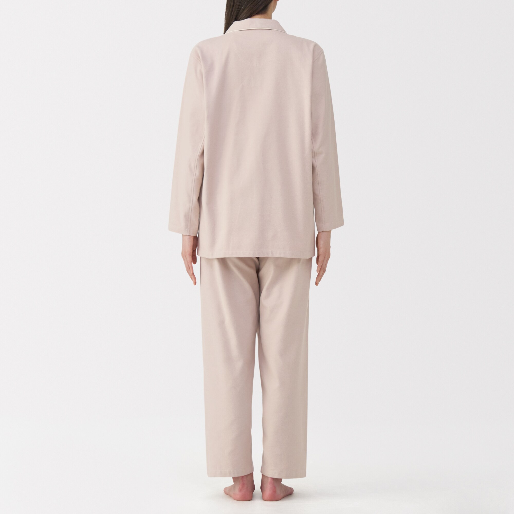 婦人　脇に縫い目のない　フランネル長袖パジャマ