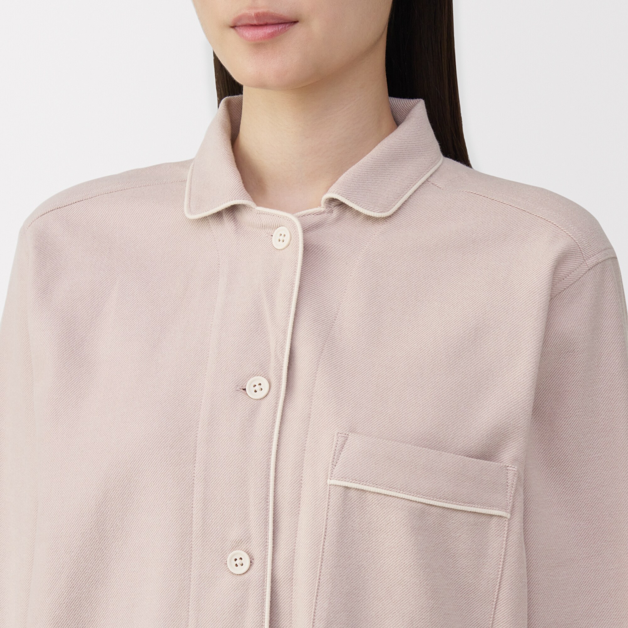 婦人　脇に縫い目のない　フランネル長袖パジャマ