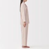 婦人　脇に縫い目のない　フランネル長袖パジャマ