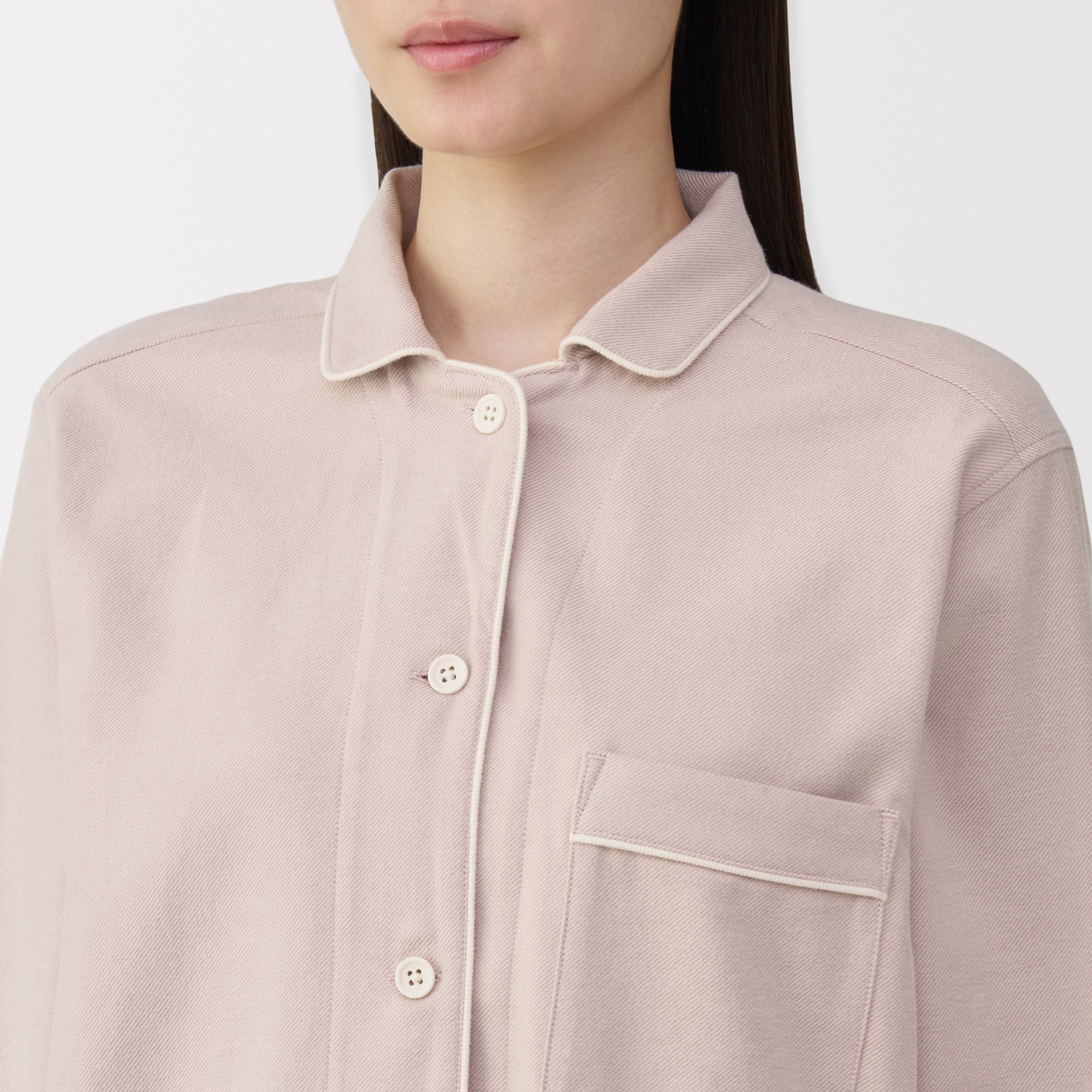 婦人　脇に縫い目のない　フランネル長袖パジャマ