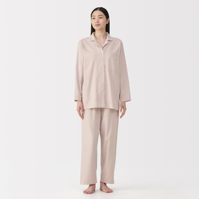 婦人　脇に縫い目のない　フランネル長袖パジャマ