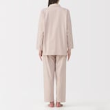 婦人　脇に縫い目のない　フランネル長袖パジャマ