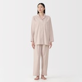 婦人　脇に縫い目のない　フランネル長袖パジャマ