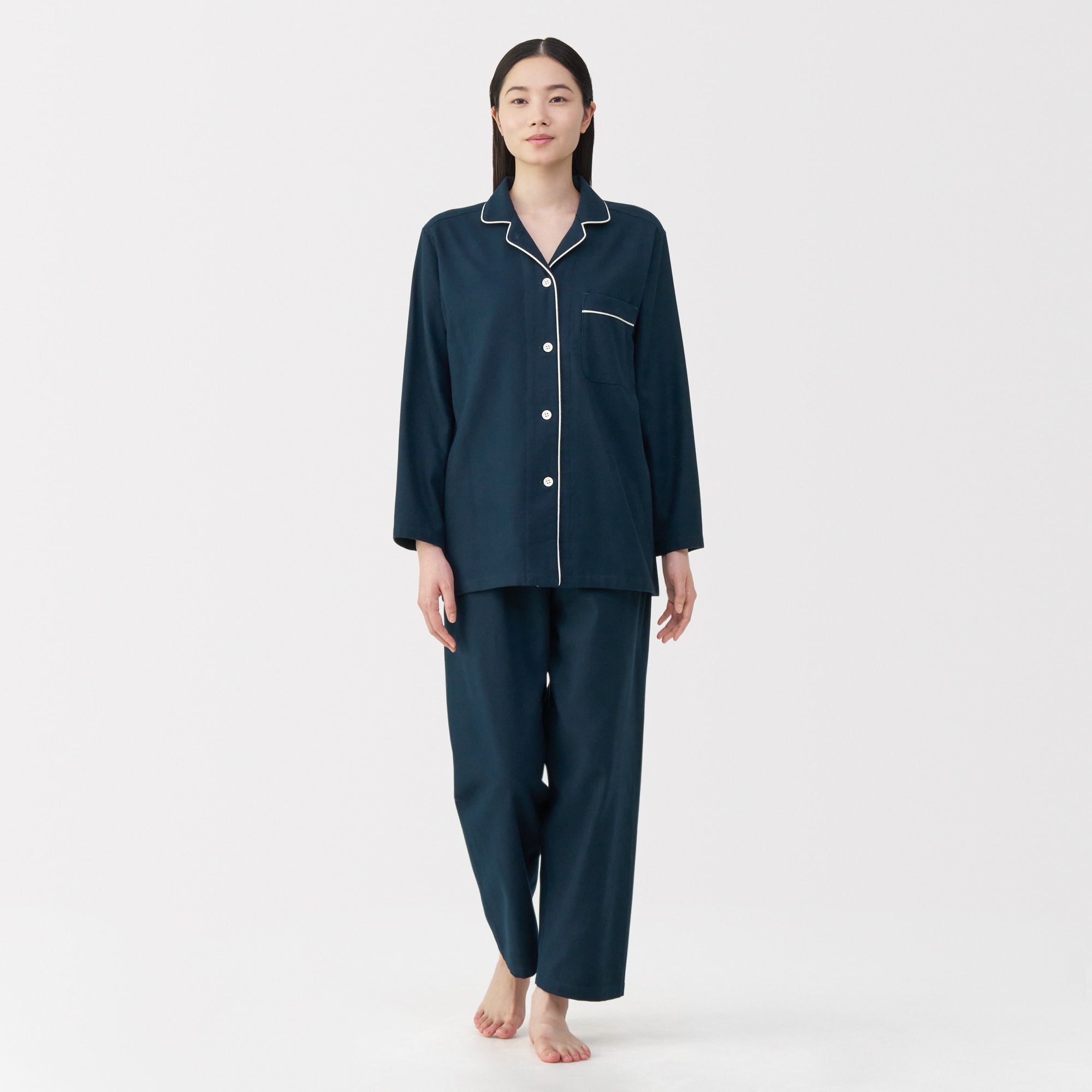 【未使用】無印良品 オーガニックコットンフランネル パジャマ Mサイズ 3セット 婦人 脇に縫い目のない フランネル長袖パジャマ | 無印良品