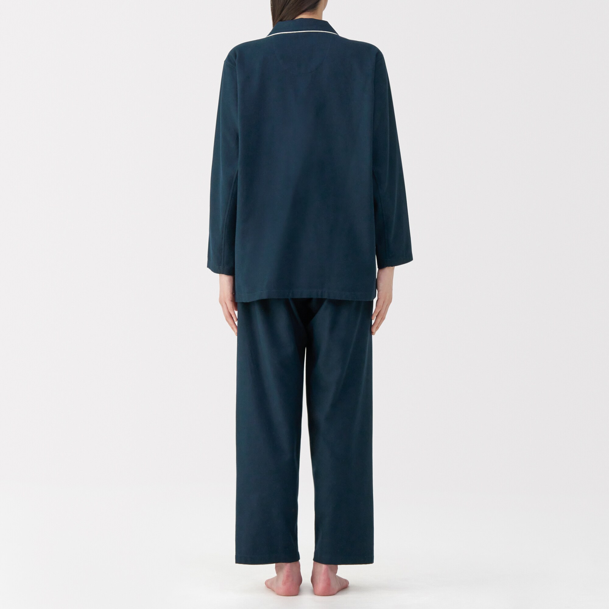 婦人　脇に縫い目のない　フランネル長袖パジャマ