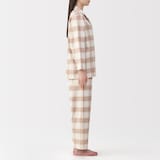 婦人　脇に縫い目のない　フランネル長袖パジャマ