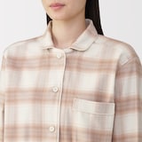 婦人　脇に縫い目のない　フランネル長袖パジャマ