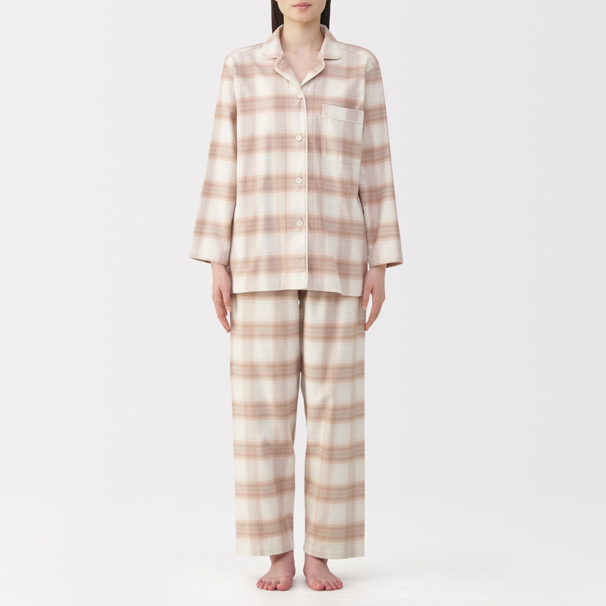 婦人 脇に縫い目のない フランネル長袖パジャマ | 無印良品