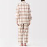 婦人　脇に縫い目のない　フランネル長袖パジャマ