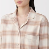 婦人　脇に縫い目のない　フランネル長袖パジャマ