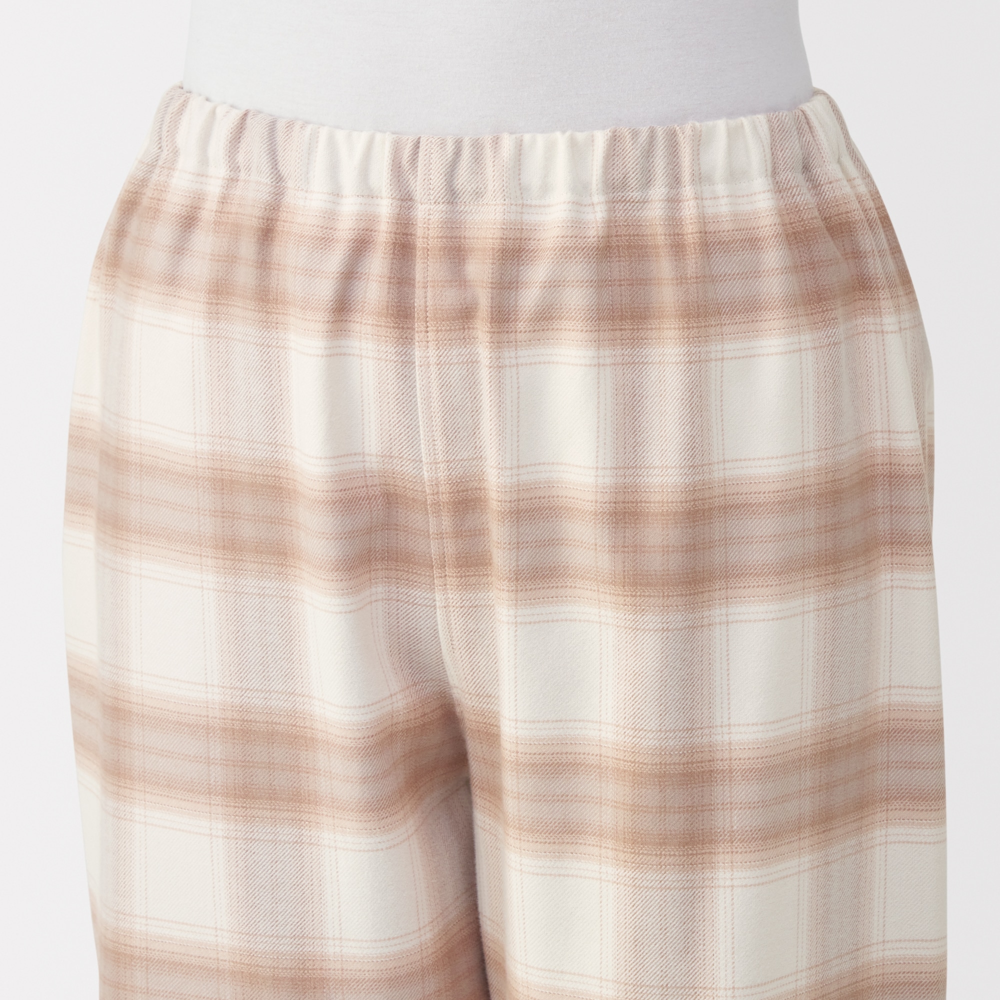 婦人　脇に縫い目のない　フランネル長袖パジャマ