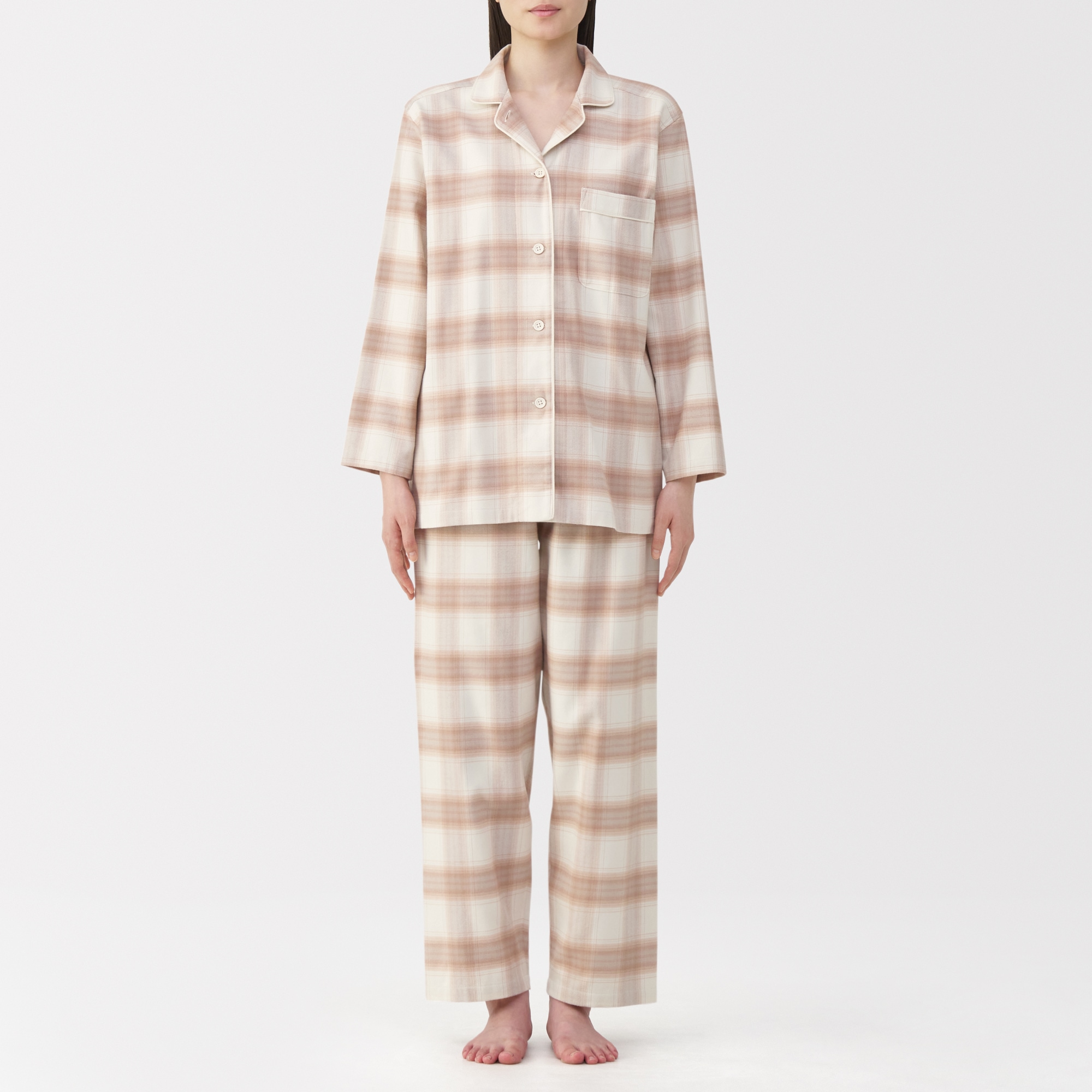 婦人 脇に縫い目のない フランネル長袖パジャマ | 無印良品